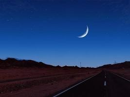 full moon on high way to sharm el sheikh mountains way photo