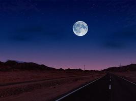 full moon on high way to sharm el sheikh mountains way photo