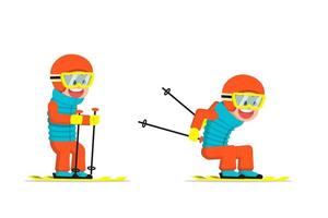 A cool boy with a ski pose vector