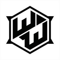 plantilla de diseño de monograma de logotipo ww vector