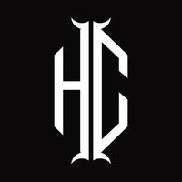 monograma de logotipo hc con plantilla de diseño de forma de cuerno vector
