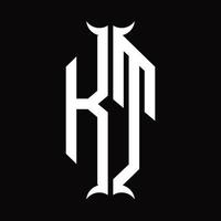 KT Logo monogram with horn shape design template vector