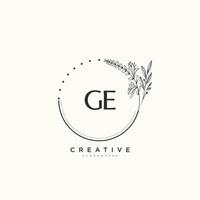 arte del logotipo inicial del vector de belleza ge, logotipo de escritura a mano de firma inicial, boda, moda, joyería, boutique, floral y botánica con plantilla creativa para cualquier empresa o negocio.