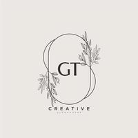 GT Beauty vector initial logo art, handwriting logo of initial signature, wedding, fashion, jewerly, boutique, floral and botanical with creative template for any company or business.