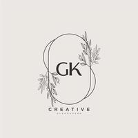 arte del logotipo inicial del vector de belleza gk, logotipo de escritura a mano de firma inicial, boda, moda, joyería, boutique, floral y botánica con plantilla creativa para cualquier empresa o negocio.