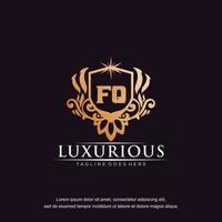 FQ initial letter luxury ornament gold monogram logo template vector art.