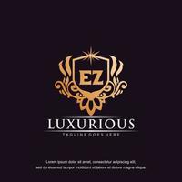 EZ initial letter luxury ornament gold monogram logo template vector art.