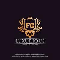 FG initial letter luxury ornament gold monogram logo template vector art.