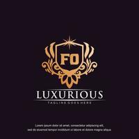 FO initial letter luxury ornament gold monogram logo template vector art.