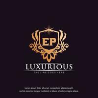 EP initial letter luxury ornament gold monogram logo template vector art.