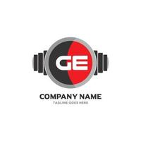ge letra logo diseño icono fitness y música vector símbolo.