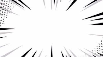 effet de ligne comique fond blanc avec animation en boucle de bordure de demi-teinte.ray.mouvement d'élément de ligne de vitesse dynamique de dessin animé avec espace central.motif de ligne comique.fond de texture anime video