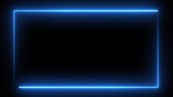 Blue color neon frame edge with alpha channel background.4k lighting frame rendering video