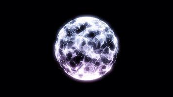 Digital orb rotating looped animation.Crystal art on space.Sphere with particular. Beautiful shiny ball glowing. video