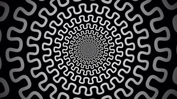fondo de movimiento de giro de patrón abstracto.gráfico de círculo creativo en blanco y negro. video