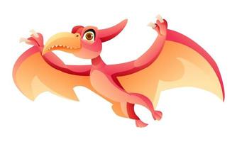 Cute pterodactyl dinosaur cartoon illustration isolated on white background vector