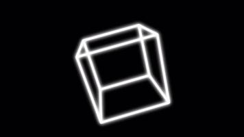 cube 3d blanc tournant avec canal alpha. animation de boîte de contour moderne video