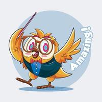 Owl Teacher. A smart owl with glasses is teaching vector illustration free download