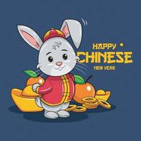 Happy Chinese New Year 2023. Cute Bunny Smiling vector illustration free download