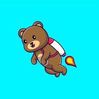 Cute Bear Flying With Rocket Cartoon Vector Icons Illustration. Flat Cartoon Concept. Suitable for any creative project.