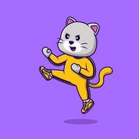 Cute Cat Karate Cartoon Vector Icons Illustration. Flat Cartoon Concept. Suitable for any creative project.