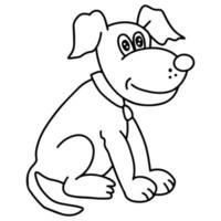 Kind brown dog cartoon characters. Animal Coloring Page. Flat Vector illustration isolate on white background.