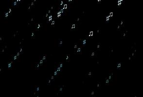 Dark BLUE vector template with musical symbols.
