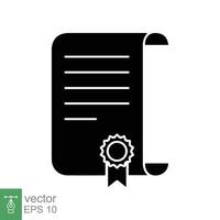 Certificate icon. Simple flat style. Achievement, award, grant, diploma degree, education concept. Vector illustration isolated on white background. EPS 10.