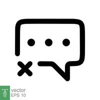 Cancel comment icon. Simple flat style. Remove, delete chat box, speech bubble with cross symbol, communication concept. Vector illustration isolated on white background. EPS 10.