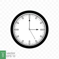 icono de reloj estilo plano sencillo. cara de reloj de pared circular, reloj analógico negro con elemento de flecha, negocio, concepto de tecnología. diseño de ilustración vectorial aislado sobre fondo transparente. eps 10. vector