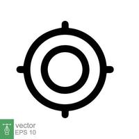 icono de objetivo de enfoque. lente de cámara de enfoque, pantalla de disparo de marco cuadrado con símbolo de cruz, concepto de fotografía. estilo de esquema simple. diseño de ilustración de vector de línea aislado sobre fondo blanco. eps 10.