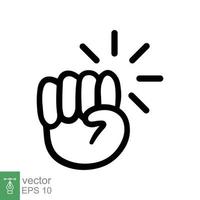 Hand knocking icon. Simple outline style. Hand punch gesture, people, man arm, knuckle, knocker, line sign, hit symbol. Vector illustration isolated on white background. EPS 10.