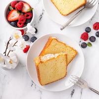 Traditional vanilla pound cake baked in a bundt pan photo