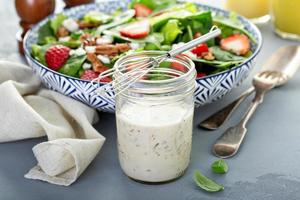 Homemade ranch dressing in a glass jar photo