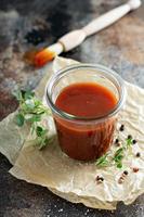 Homemade barbeque sauce in a jar photo