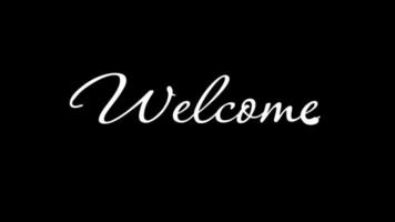 Welcome animation handwritten dynamic letter with an ink drop writing the text. Background of white, black, and green screen. This animation is suitable for greeting text footage video