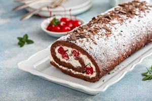 Black forest swiss roll photo