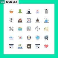 Set of 25 Modern UI Icons Symbols Signs for beauty trash lock basic love Editable Vector Design Elements