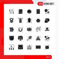 25 User Interface Solid Glyph Pack of modern Signs and Symbols of smartphone phone religion mobile machine Editable Vector Design Elements