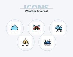 paquete de iconos llenos de línea meteorológica 5 diseño de iconos. . lluvia. lluvia. nube. luna vector