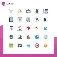 Group of 25 Flat Colors Signs and Symbols for web web photo technology office Editable Vector Design Elements