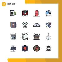 Flat Color Filled Line Pack of 16 Universal Symbols of design poisonous online gas sport Editable Creative Vector Design Elements