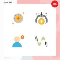 Flat Icon Pack of 4 Universal Symbols of cosmos idea space financial profile Editable Vector Design Elements