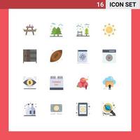 conjunto de 16 iconos de interfaz de usuario modernos símbolos signos para sol playa senderismo parque meteorológico paquete editable de elementos creativos de diseño de vectores