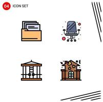 4 Creative Icons Modern Signs and Symbols of folder killer chair sitting family Editable Vector Design Elements