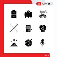 Modern Set of 9 Solid Glyphs and symbols such as brain tax game money document Editable Vector Design Elements