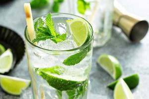 Refreshing mojito cocktail with lime and mint photo