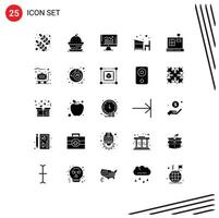 Solid Glyph Pack of 25 Universal Symbols of school education business desk dashboard Editable Vector Design Elements