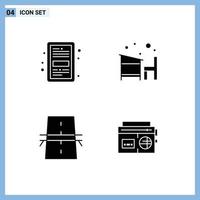 4 Creative Icons Modern Signs and Symbols of book school file desk construction Editable Vector Design Elements