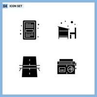 4 Creative Icons Modern Signs and Symbols of book school file desk construction Editable Vector Design Elements